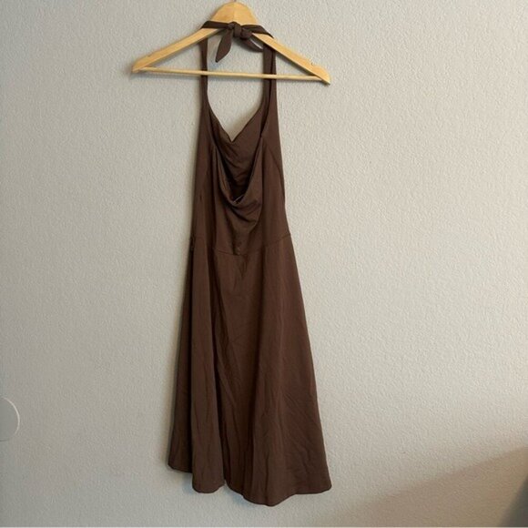Susana Monaco Brown Halter Flare Dress Medium - Chic Minimalist & Elegant - Picture 3 of 9